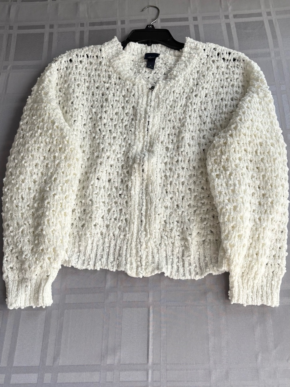 Daytrip Cream Open-Knit Zip Cardigan